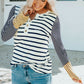Striped Color Block Henley Top -