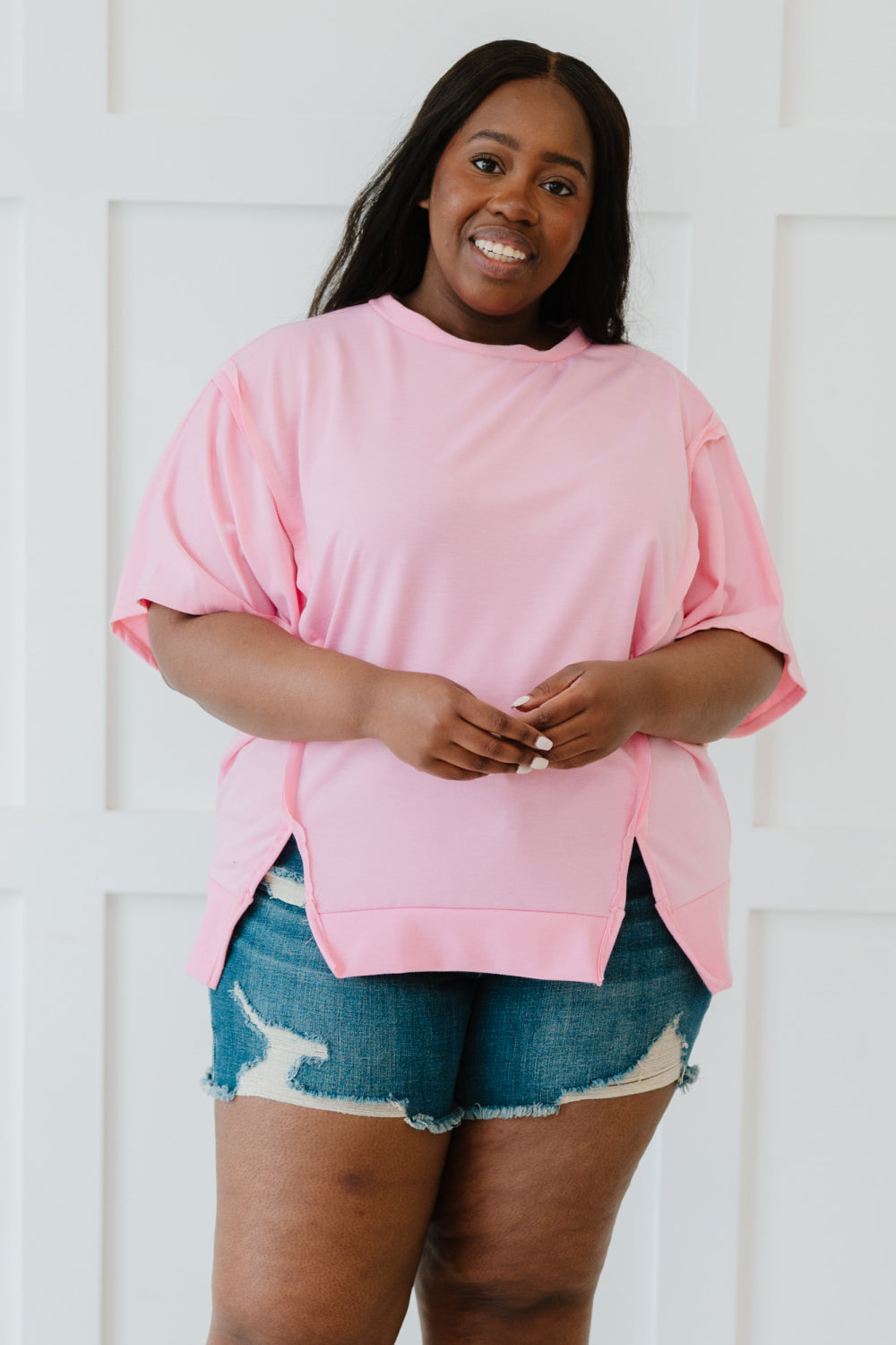 Sew In Love Sippin' Lemonade French Terry Top in Pink -