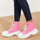 Berness Stick To It Platform Lace-Up Booties in Pink -