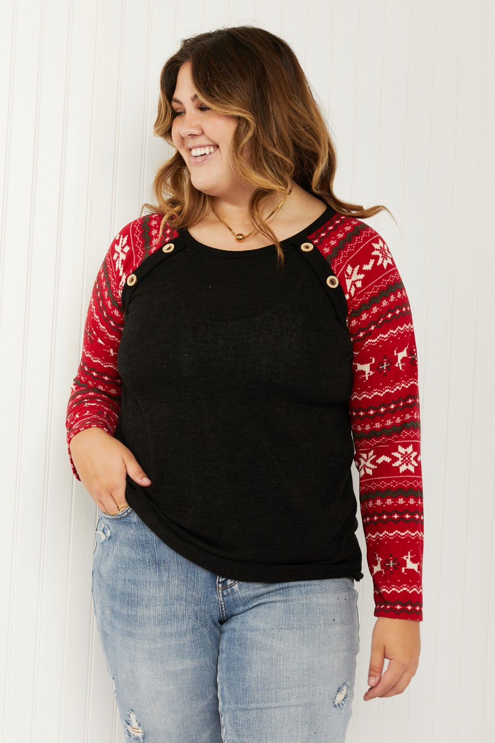 Heimish Winter Wonderland Full Size Christmas Baseball Sleeve Top -