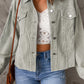 Raw Hem Button Down Corduroy Jacket with Pockets -