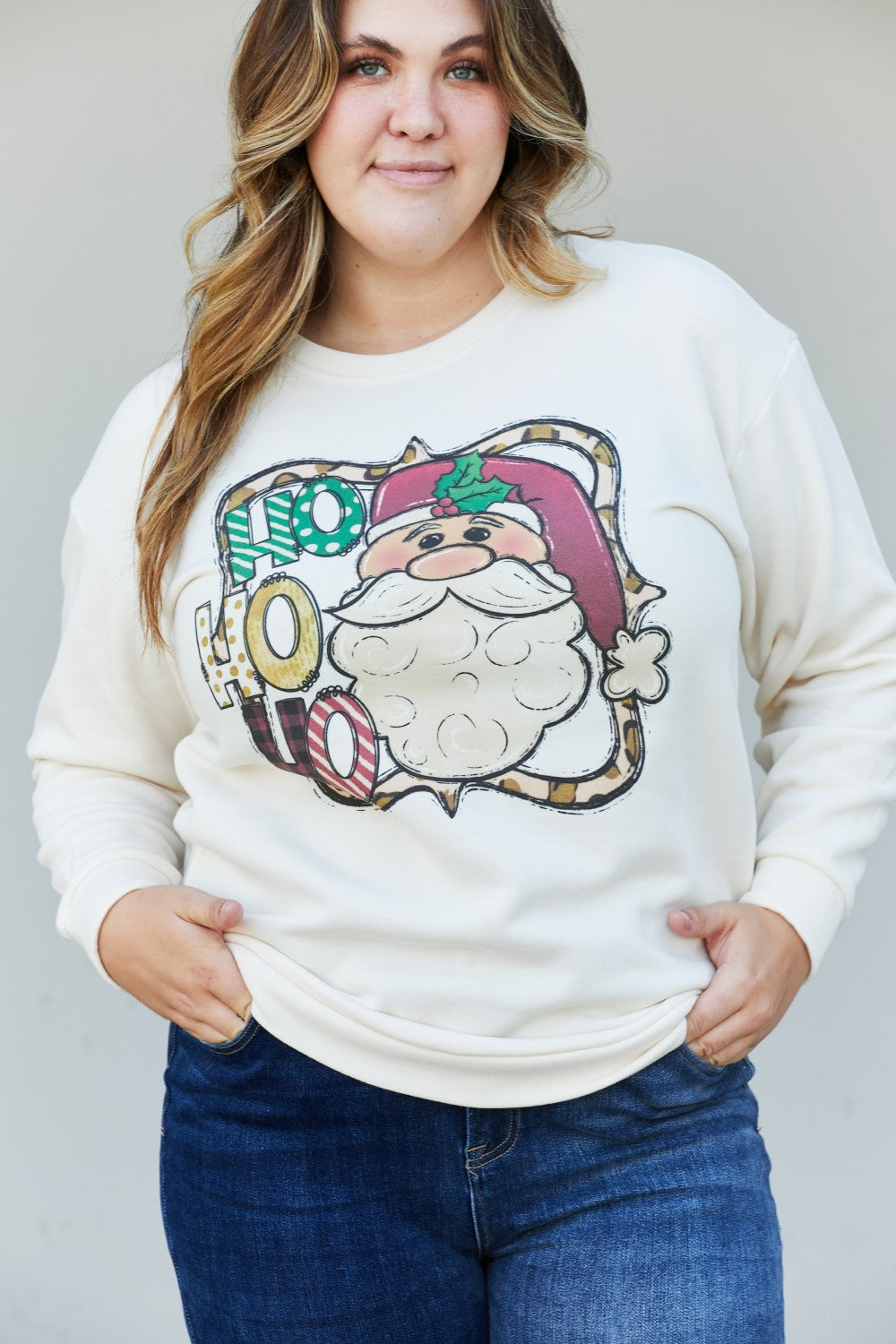 TEES2URDOOR Full Size Mommy and Me Christmas Graphic Dropped Shoulder Sweatshirt -