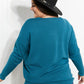 Zenana Hello Fall Center Seam Sweater in Teal -