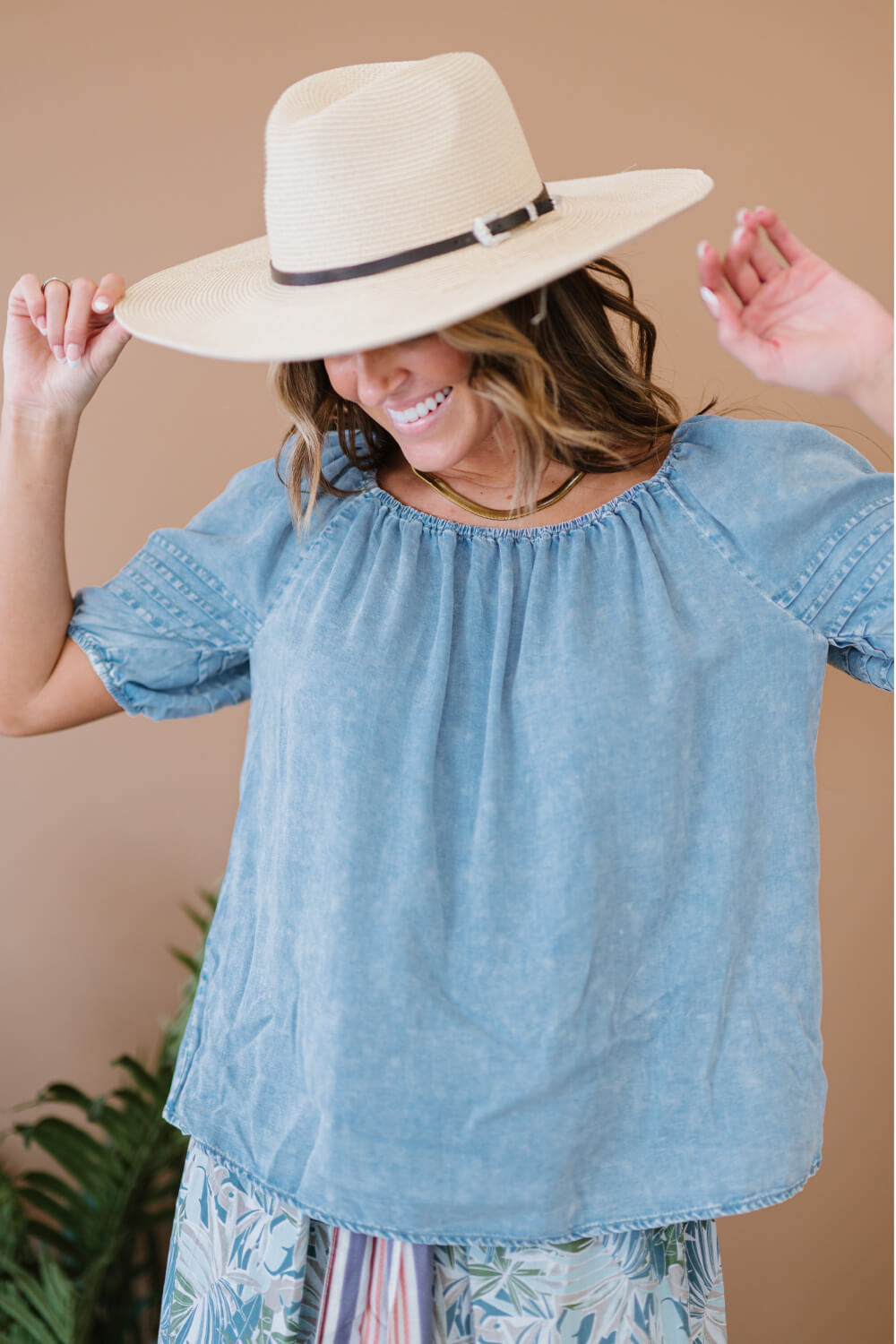 Doe & Rae Keep Me Close Chambray Top -