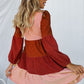 Color Block Square Neck Tiered Dress -