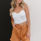 Zenana Linen Love Cuffed Shorts in Butter -