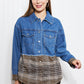 CY Fashion Porch Views Plaid Spliced Denim Jacket -