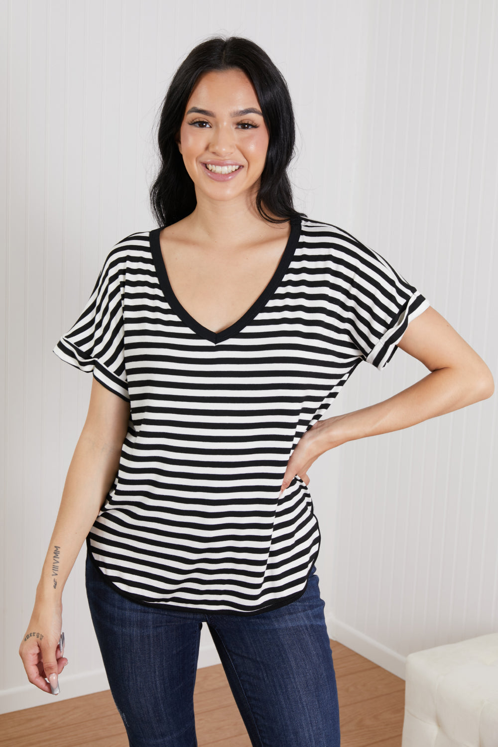 Sew In Love Everyday Essentials Striped V-Neck Tee -