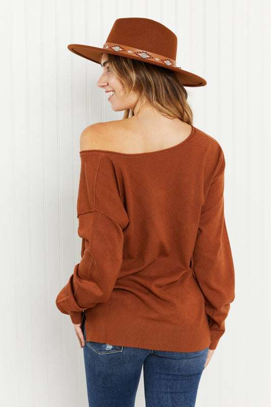 GeeGee Only the Best Full Size Rolled Edge V-Neck Sweater -