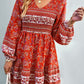 Bohemian V-Neck Balloon Sleeve Dress -