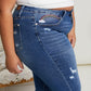 Judy Blue Rainbow Embroidered Cropped Straight Leg Jeans -