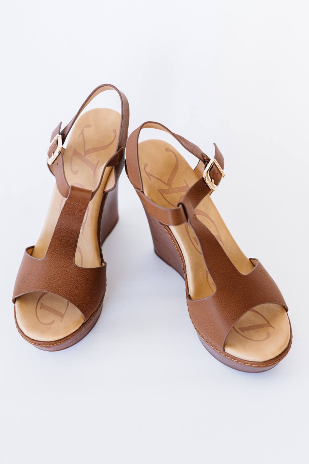 DDK Move Along Peep-Toe Wood Wedge - Tan/Brown / 5