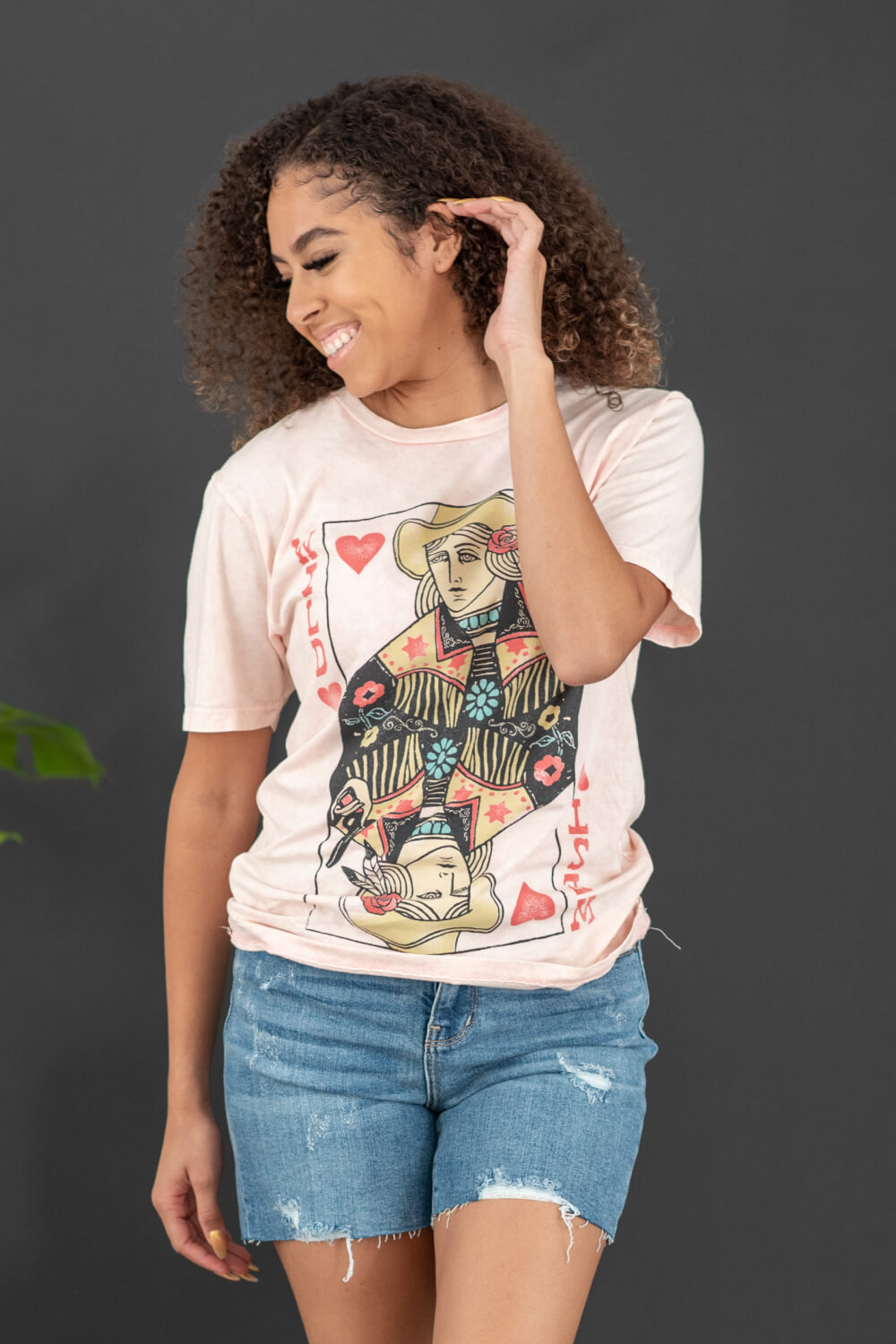 Lotus Fashion Wild West Card Graphic Tee in Pink -