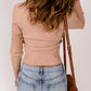 Scoop Neck Rib-Knit Raglan Sleeve Sweater -