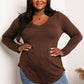 Zenana Full Size V-Neck Curved Hem Top -