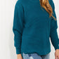 Zenana Autumn is Calling Full Size Waffle Knit Sweater in Teal -