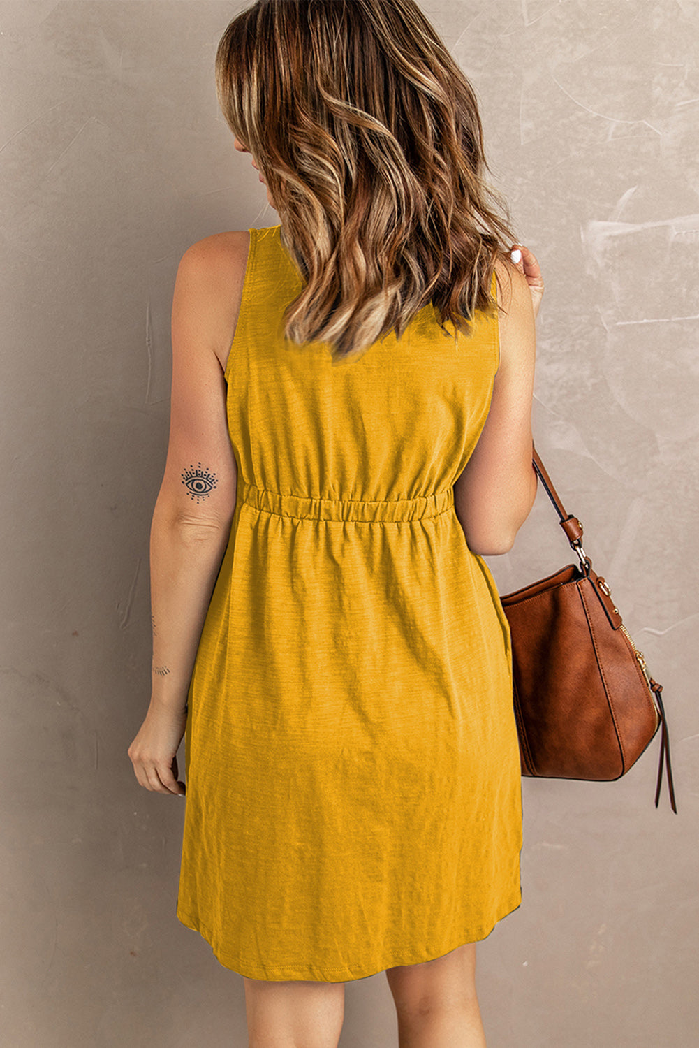 Sleeveless Button Down Mini Dress -