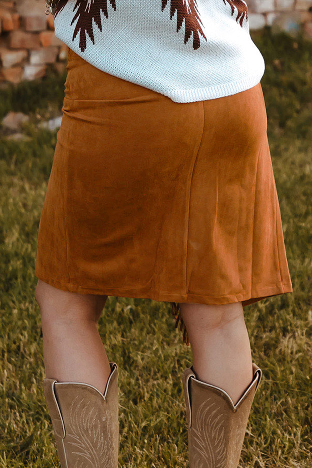 Fringe Trim Wrap Skirt -