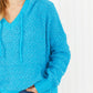 POL Game Night Full Size Textured Knit Hoodie in Pool Blue -