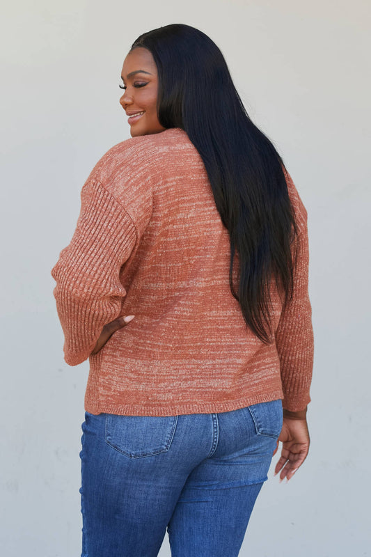 Sew In Love Full Size Mixed Knit Dropped Shoulder Sweater -