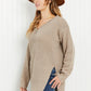 GeeGee Full Size Waffle Knit Henley Sweater -