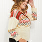 Andree by Unit Full Size Geometric Half-Button Henley Sweater -