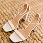 KAYLEEN Standing Tall Square Toe Block Heel Sandals in White -
