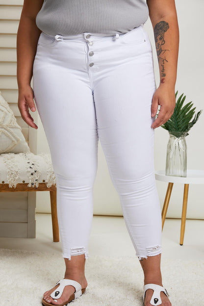 YMI Jeanswear Tiffany Button Fly Skinny Jeans - White / 4