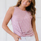 Zenana Just a City Girl Striped Twist Detail Tank in Light Rose -