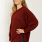 Zenana Alta Heights Full Size Waffle Knit Exposed Seam Sweater -