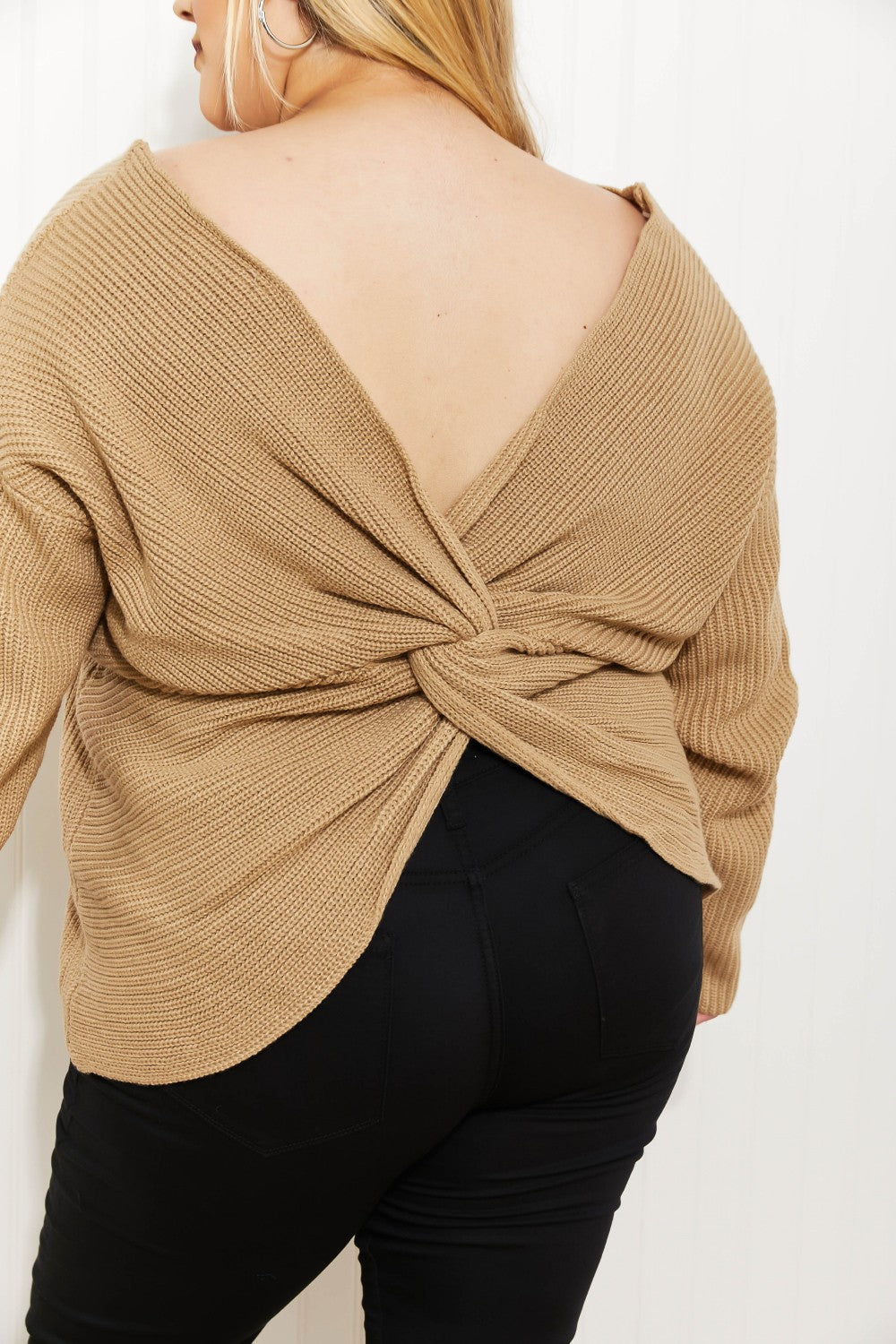 CY Fashion Just a Little Twist Open Back Sweater -