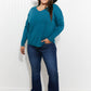 Zenana Hello Fall Center Seam Sweater in Teal -