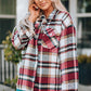 Plaid Button Front Shirt Jacket with Breast Pockets -
