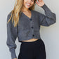 White Birch Speechless Full Size Textured Bubble Sleeve Cardigan -