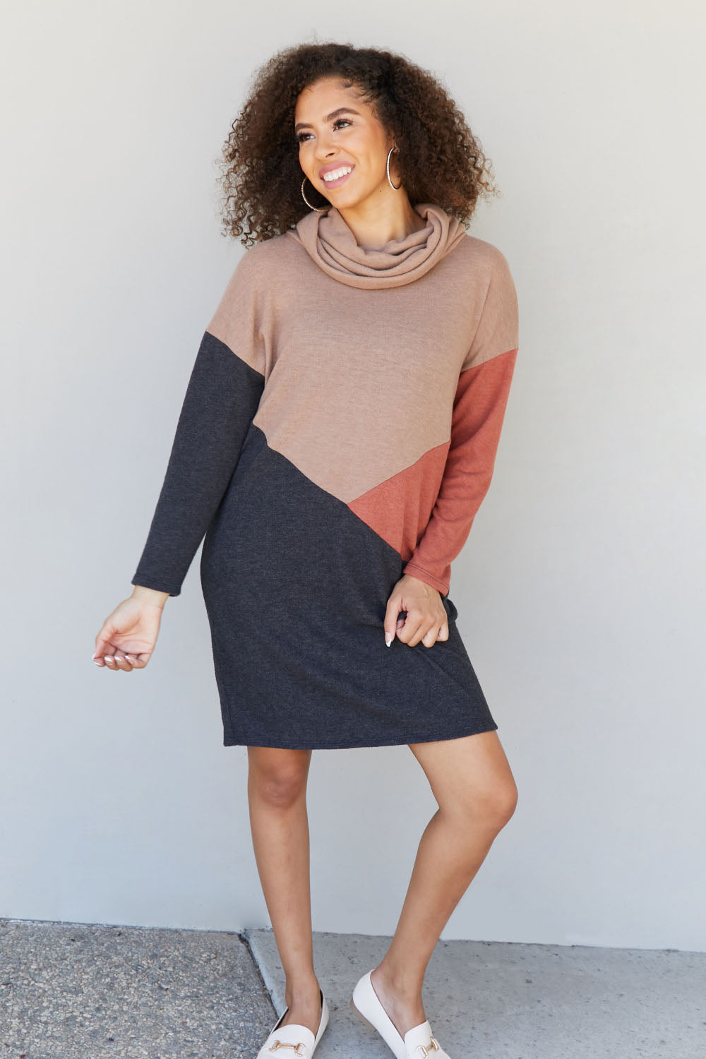 CY Fashion The More The Merrier Color Block Sweater Dress -