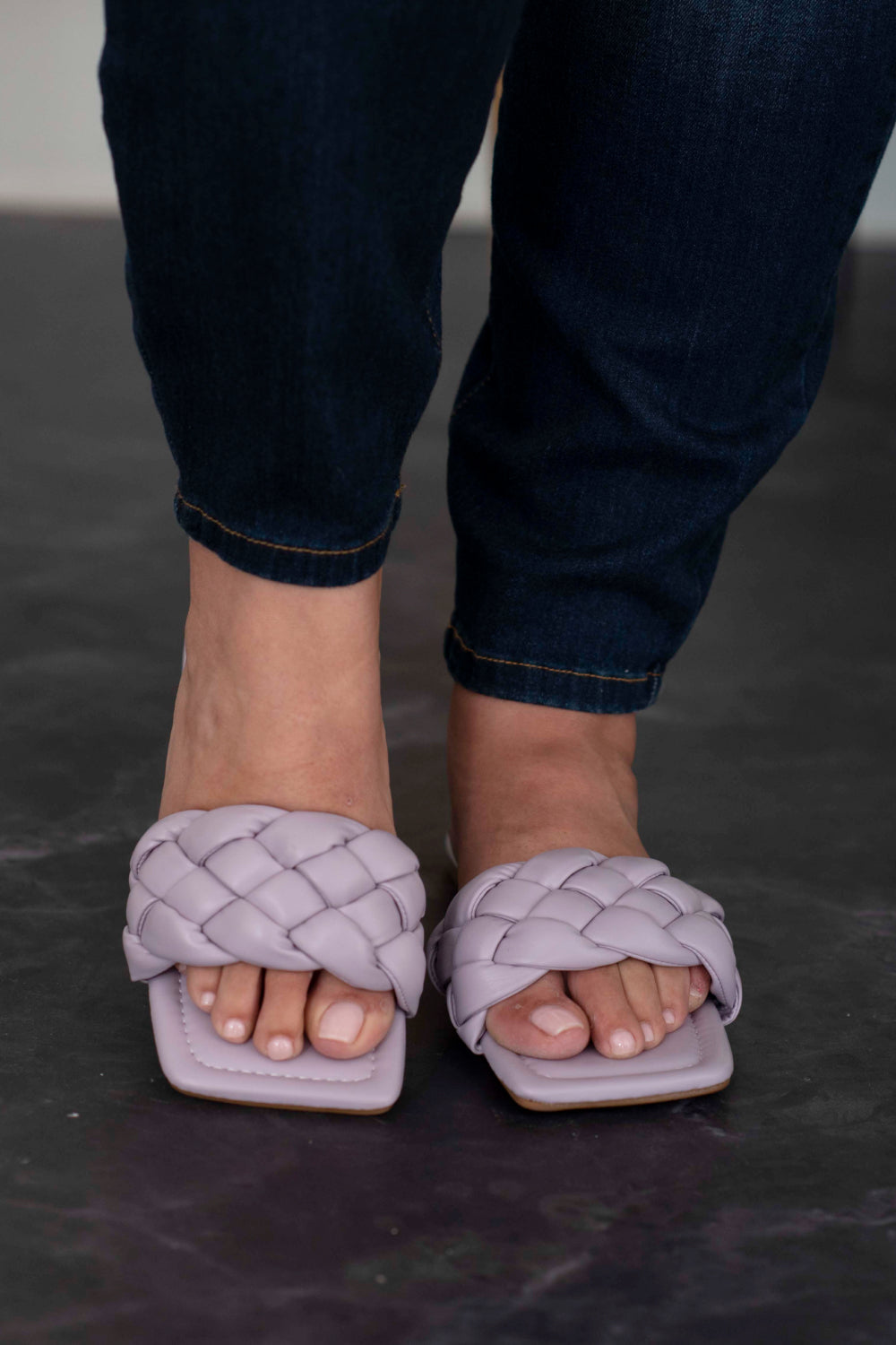 Weeboo Cakewalk Woven Square Toe Slides in Lilac - Lilac / 5.5