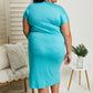 P & Rose Plot Twist T-Shirt Dress with Pockets in Seafoam -
