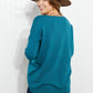 Zenana Hello Fall Center Seam Sweater in Teal -