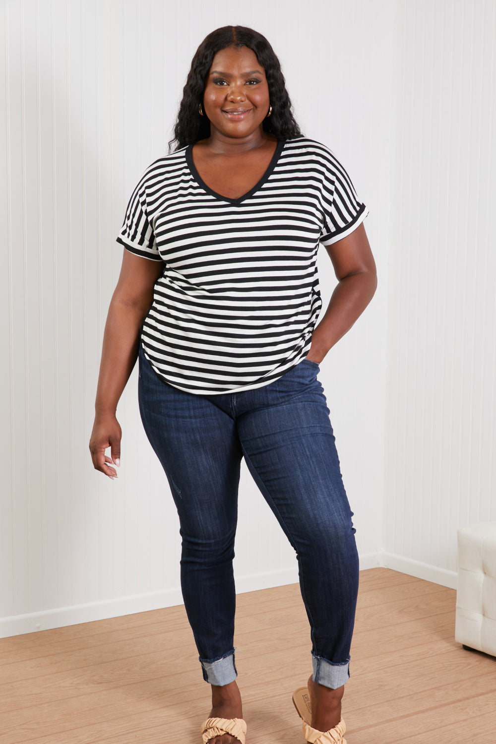 Sew In Love Everyday Essentials Striped V-Neck Tee -