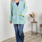 Petal Dew Striped Button-Up Pocket Cardigan -