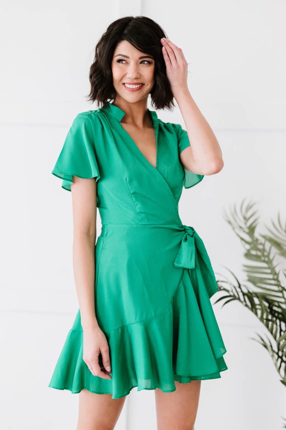 Dress Day Pastries in Paris Mini Wrap Dress - Green / S