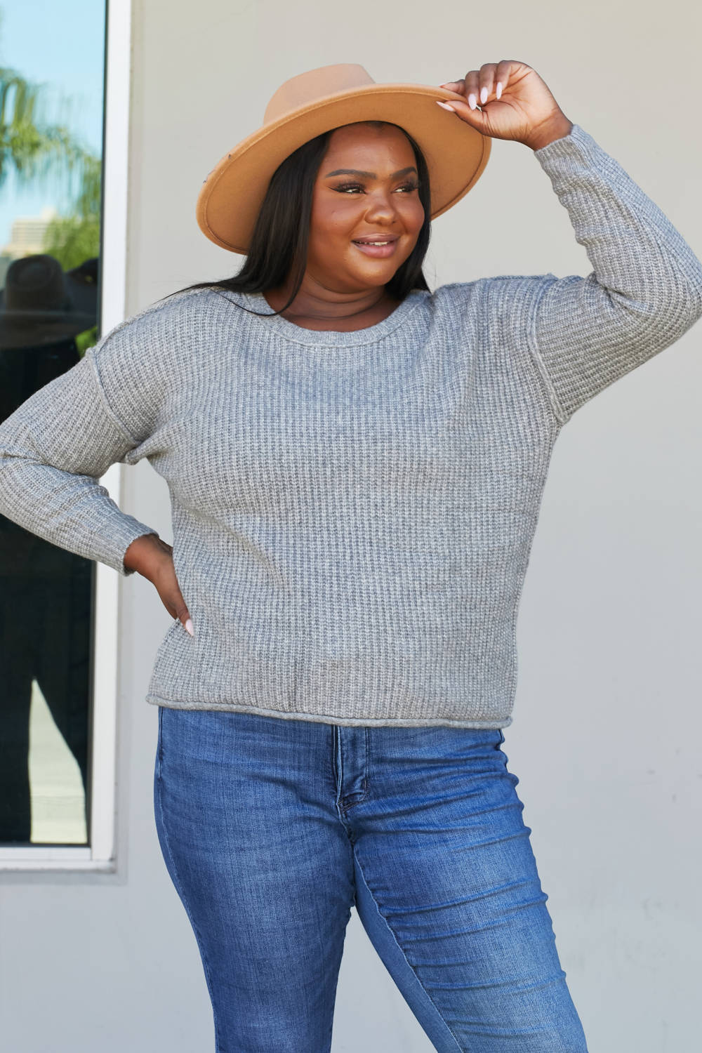 Sew In Love Full Size Raw Seam Sweater -