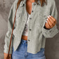 Raw Hem Button Down Corduroy Jacket with Pockets -