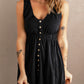 Sleeveless Button Down Mini Dress - Black / S