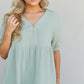 GeeGee Summer Blooms Quarter Button Dress in Light Sage -
