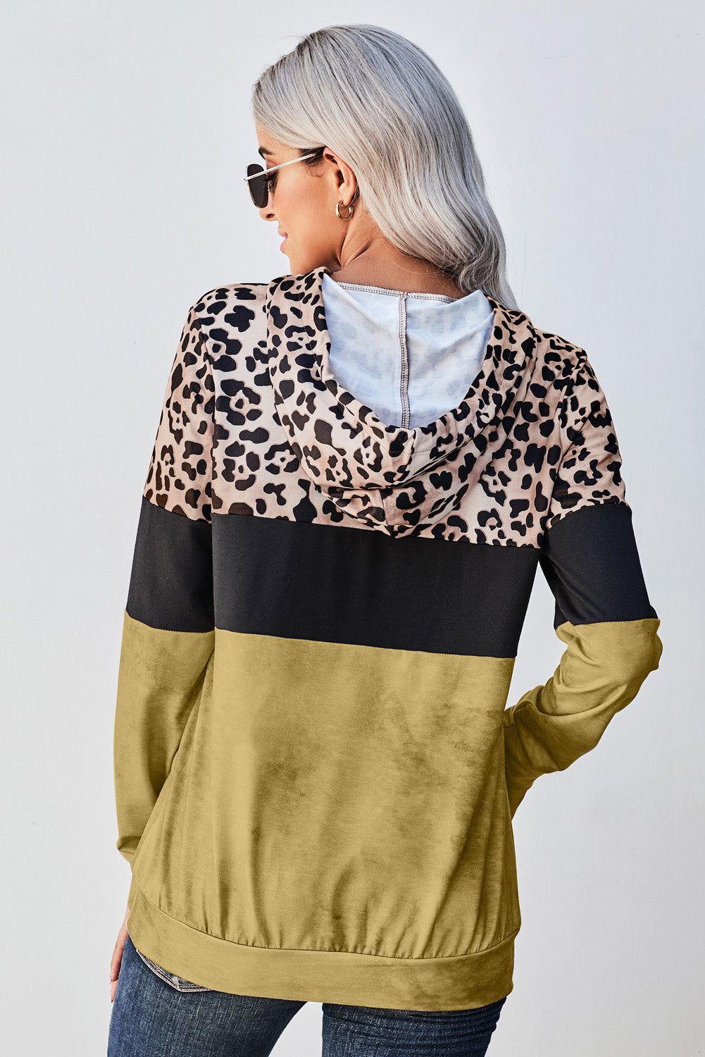 Leopard Color Block Hoodie -