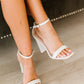 KAYLEEN Standing Tall Square Toe Block Heel Sandals in White -