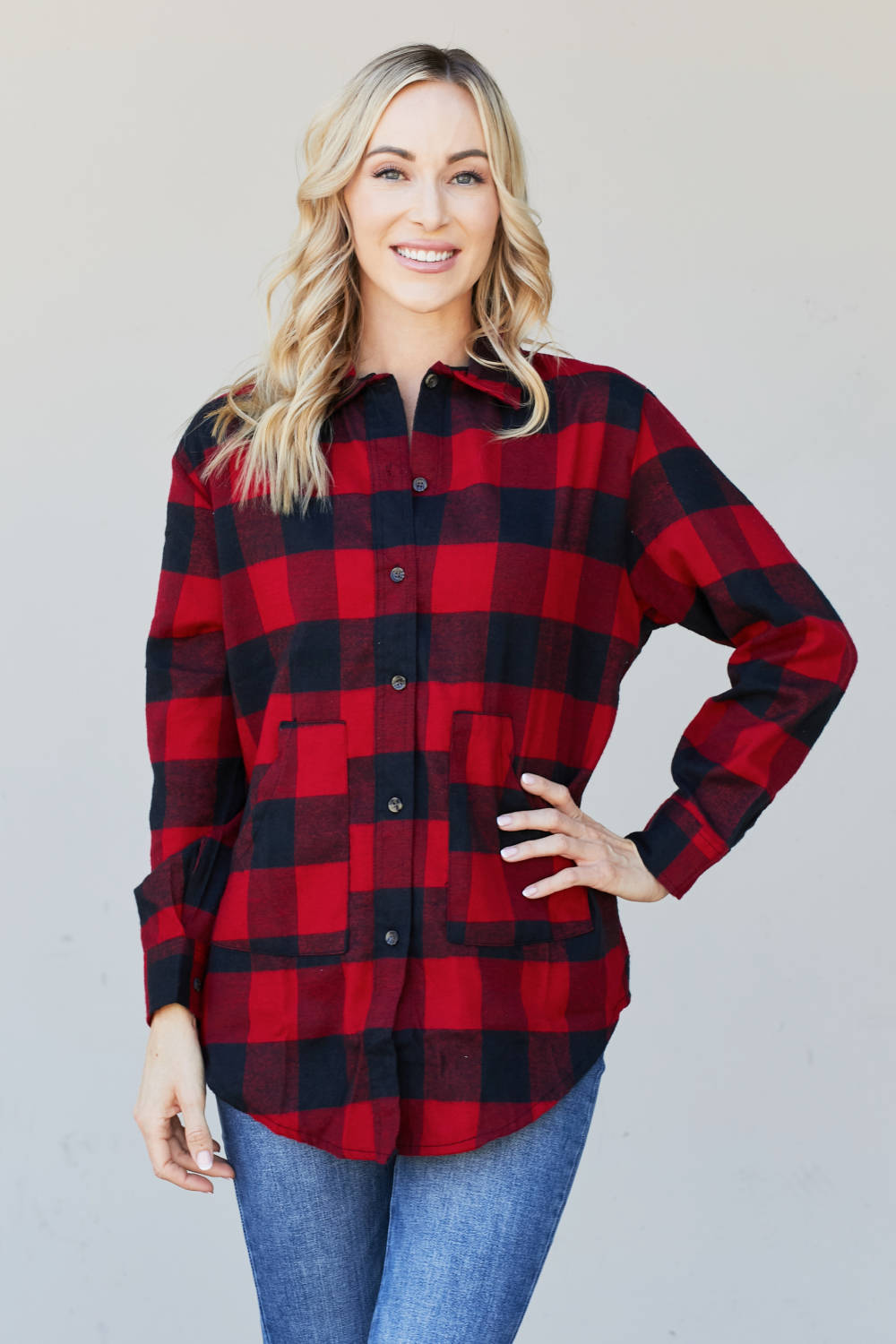 Sew In Love Full Size Plaid Button-Up Shirt -