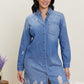 SneakPeek Retro Vibes Distressed Denim Shirt Dress -