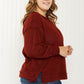 Zenana Alta Heights Full Size Waffle Knit Exposed Seam Sweater -